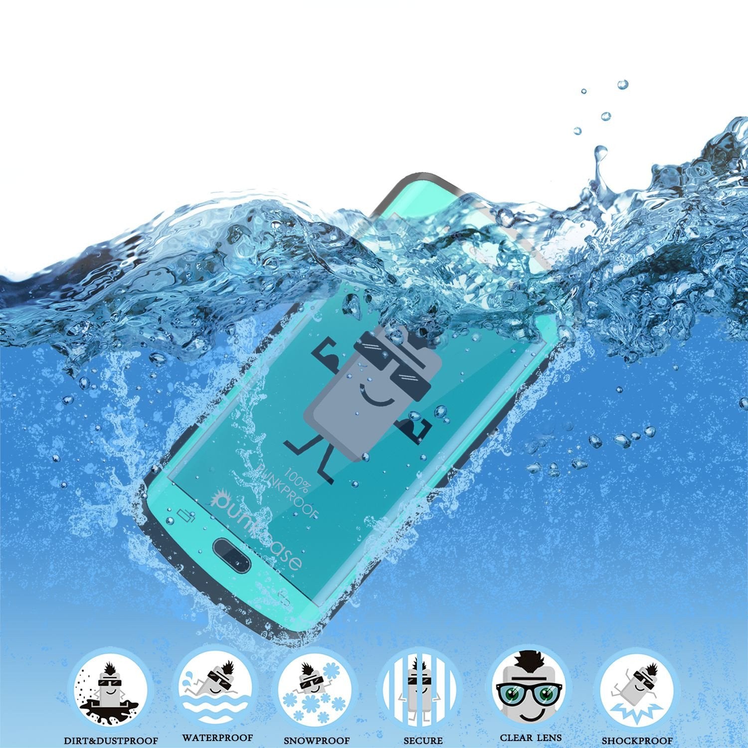 Galaxy s6 EDGE Plus Waterproof Case, Punkcase StudStar Teal Water/Shock Proof | Lifetime Warranty