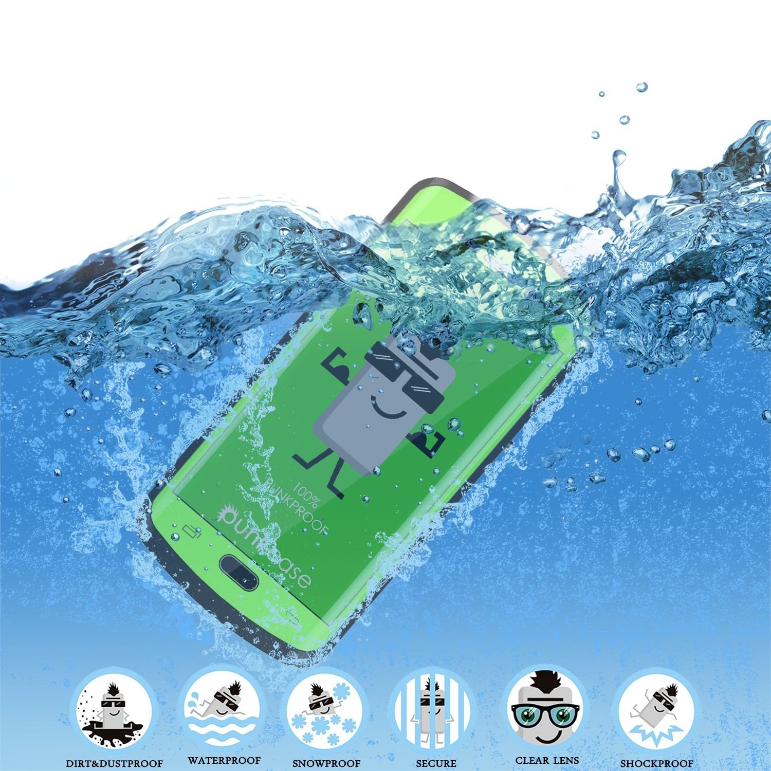 Galaxy s6 EDGE Plus Waterproof Case, Punkcase StudStar Light Green Series | Lifetime Warranty