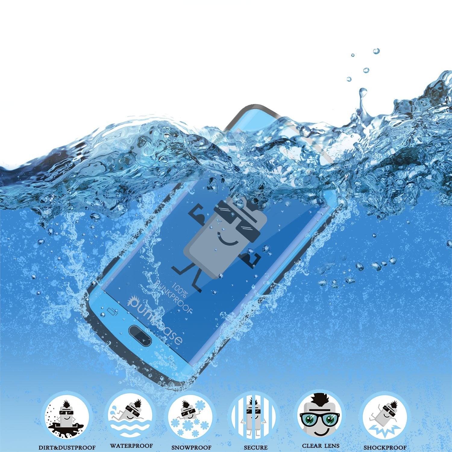 Galaxy s6 EDGE Plus Waterproof Case, Punkcase StudStar Light Blue Series | Lifetime Warranty