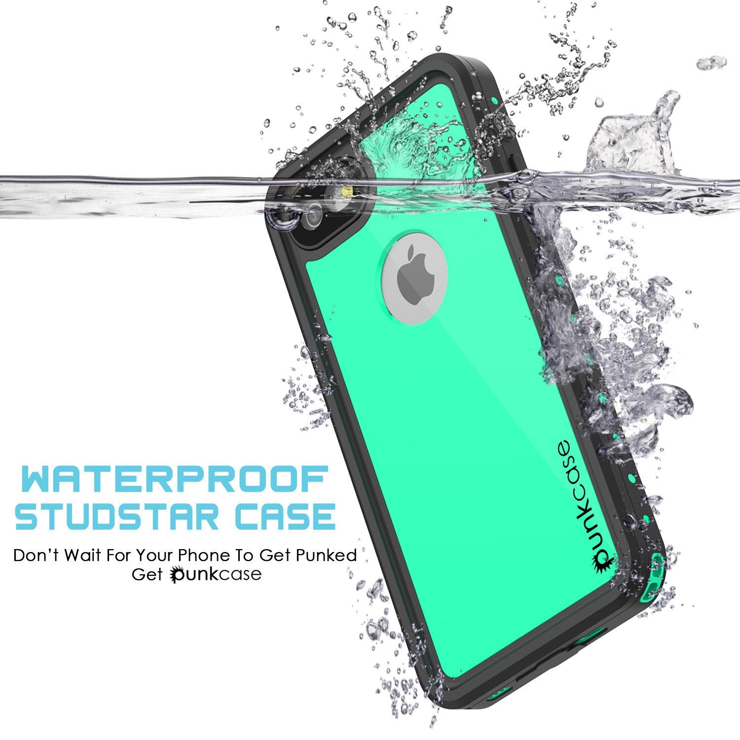 iPhone 7 Waterproof Case, Punkcase [Teal] [StudStar Series] [Slim Fit] [IP68 Certified] [Shockproof] [Dirtproof] [Snowproof] Armor Cover for Apple iPhone 7 & 7s