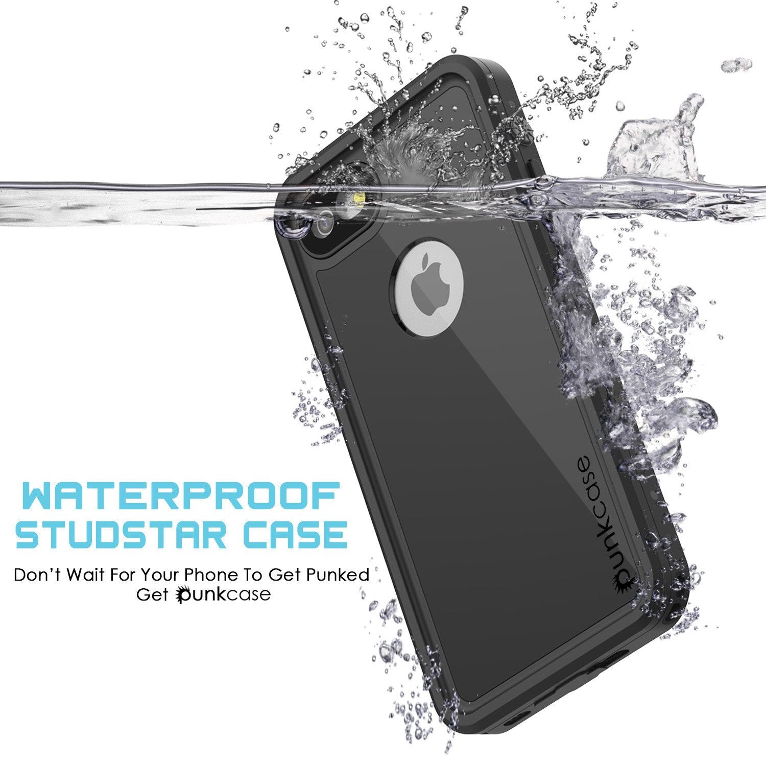 iPhone 7s Waterproof Case, Punkcase [Black] [StudStar Series] [Slim Fit] [IP68 Certified] [Shockproof] [Dirtproof] [Snowproof] Armor Cover for Apple iPhone 7 & 7s