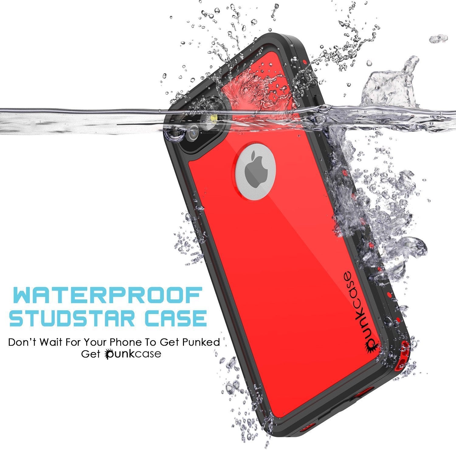 iPhone 8 Waterproof Case, Punkcase [Red] [StudStar Series] [Slim Fit] [IP68 Certified]  [Dirtproof] [Snowproof]