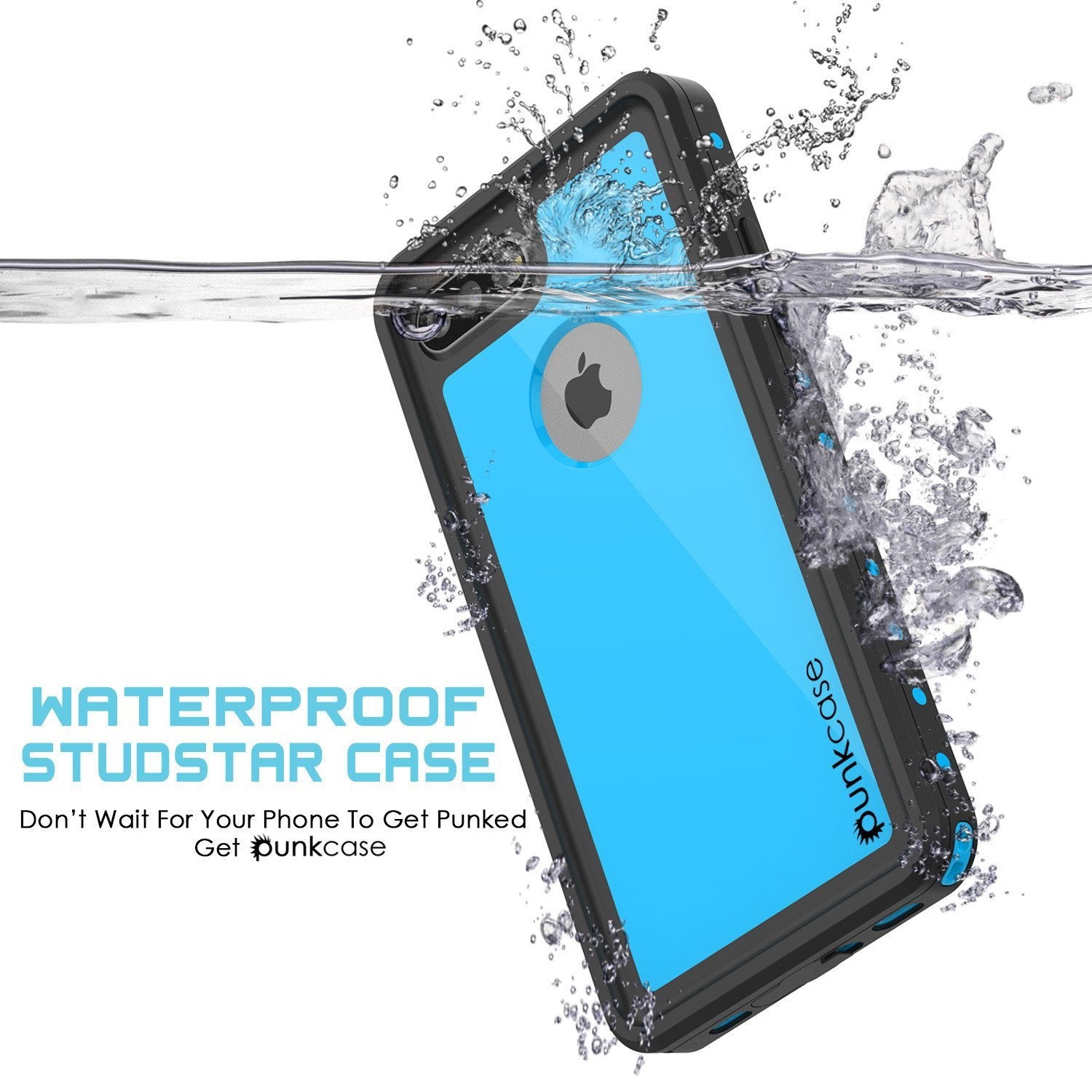 iPhone 8+ Plus Waterproof IP68 Case, Punkcase [Light Blue] [StudStar Series] [Slim Fit] [Dirtproof]