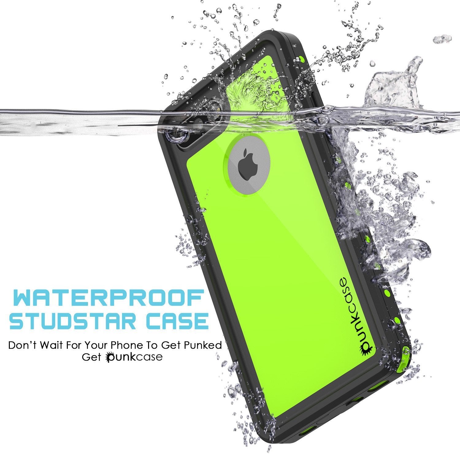 iPhone 8+ Plus Waterproof IP68 Case, Punkcase [Light Green] [StudStar Series] [Slim Fit] [Dirtproof]