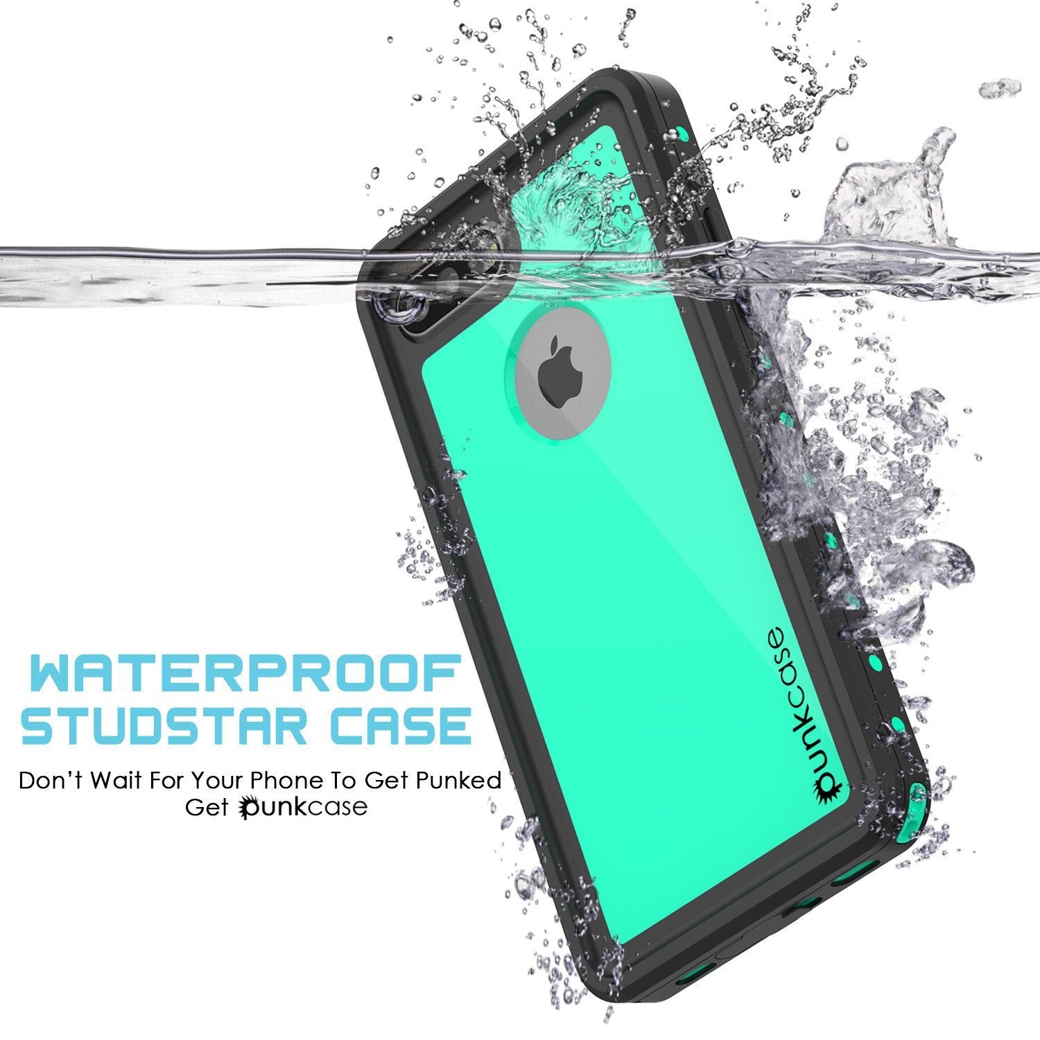 iPhone 8+ Plus Waterproof IP68 Case, Punkcase [Teal] [StudStar Series] [Slim Fit] [Dirtproof]