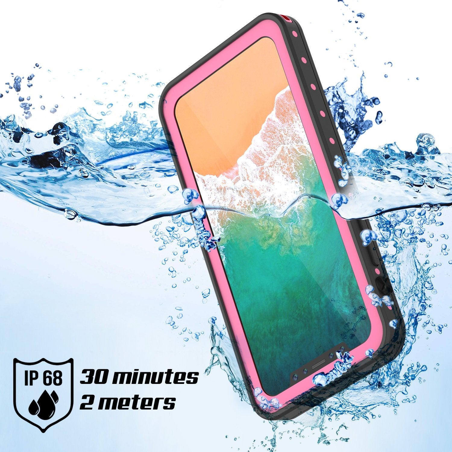 iPhone X Plus Waterproof Case, Punkcase StudStar Series Cover [Pink]