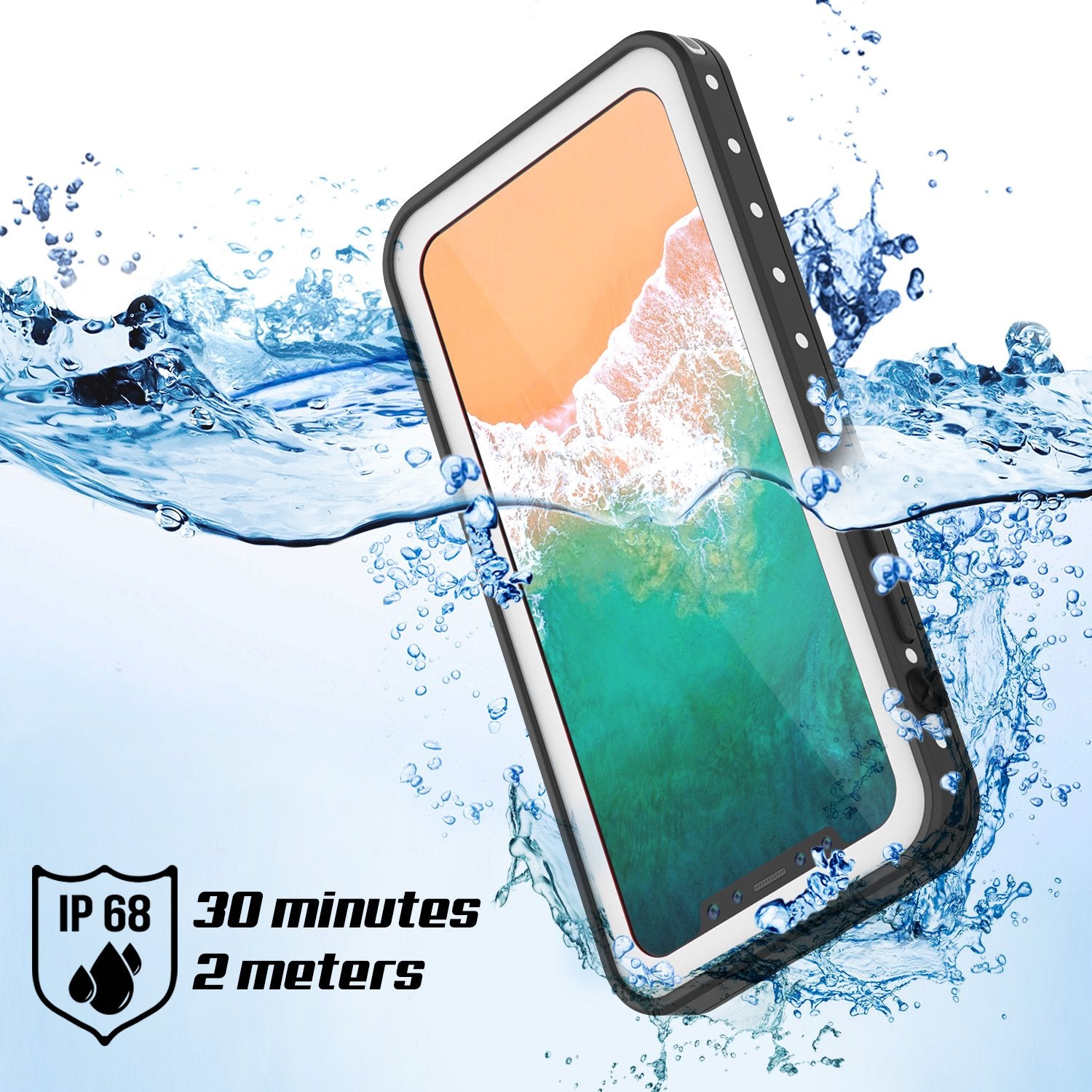 iiPhone X Plus Waterproof Case, Punkcase StudStar Series Cover [White]