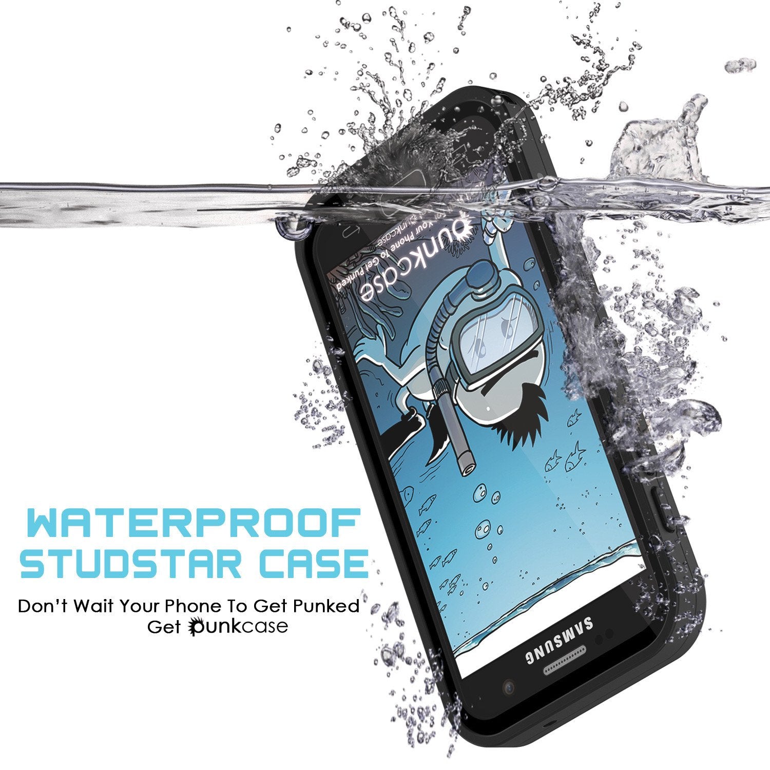 Galaxy S7 Waterproof Case PunkCase StudStar Black Thin 6.6ft Underwater IP68 Shock/Dirt/Snow Proof