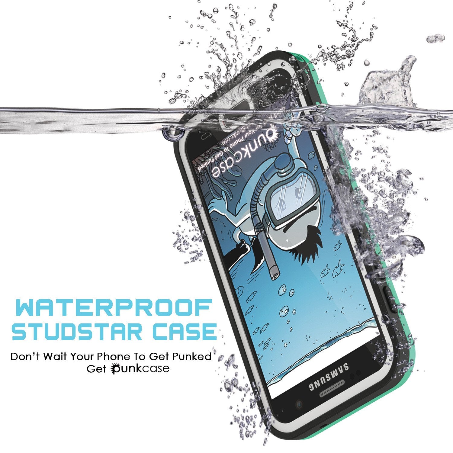 Galaxy S7 Waterproof Case PunkCase StudStar Teal Thin 6.6ft Underwater IP68 Shock/Dirt/Snow Proof