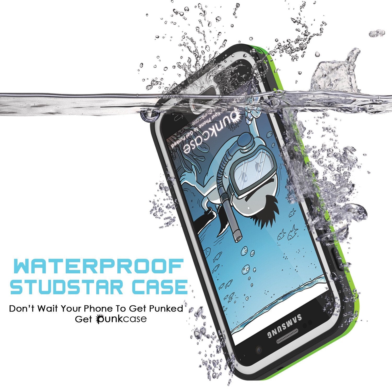 Galaxy S7 Waterproof Case PunkCase StudStar Light Green Thin 6.6ft Underwater IP68 Shock/DirtProof