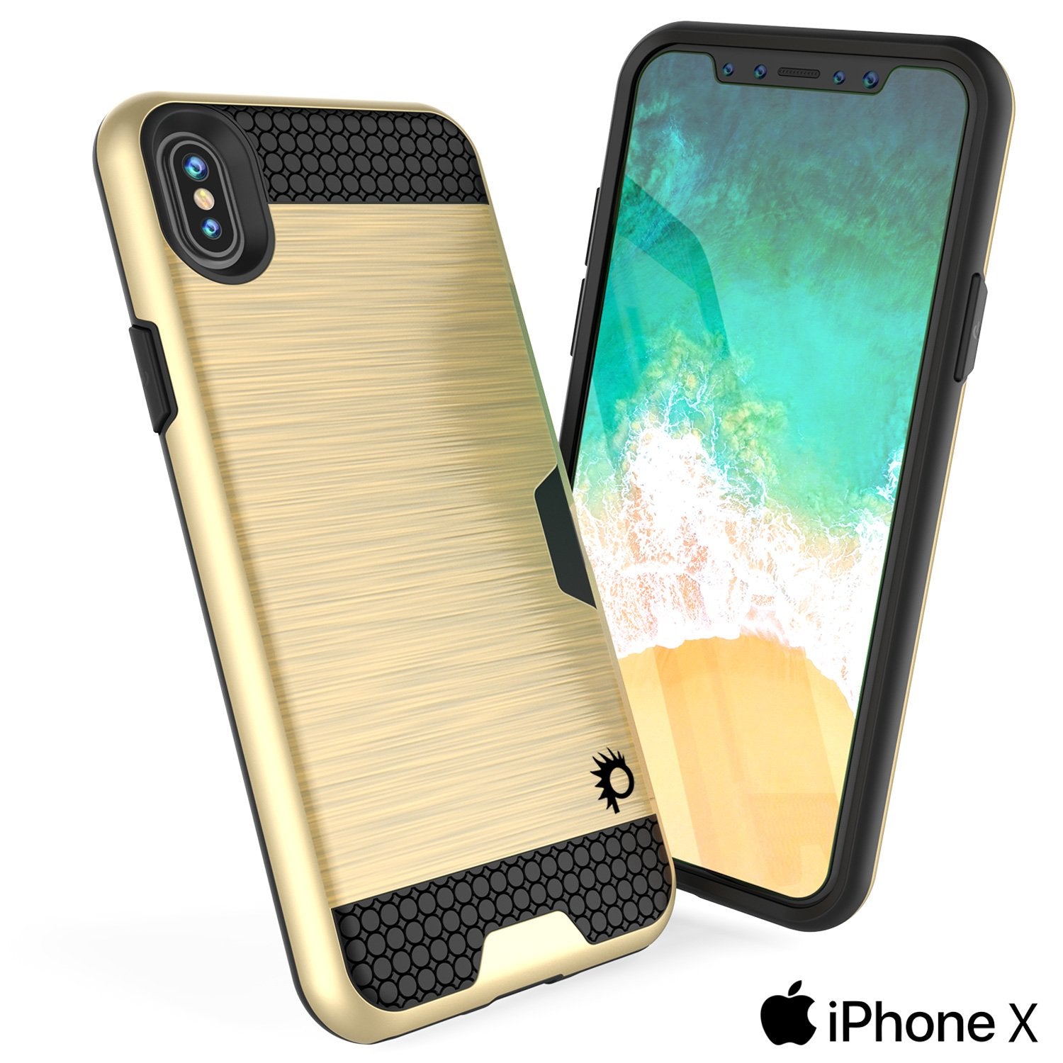 iPhone X Case, Punkcase [SLOT Series] Slim Fit Dual-Layer Cover [Gold]