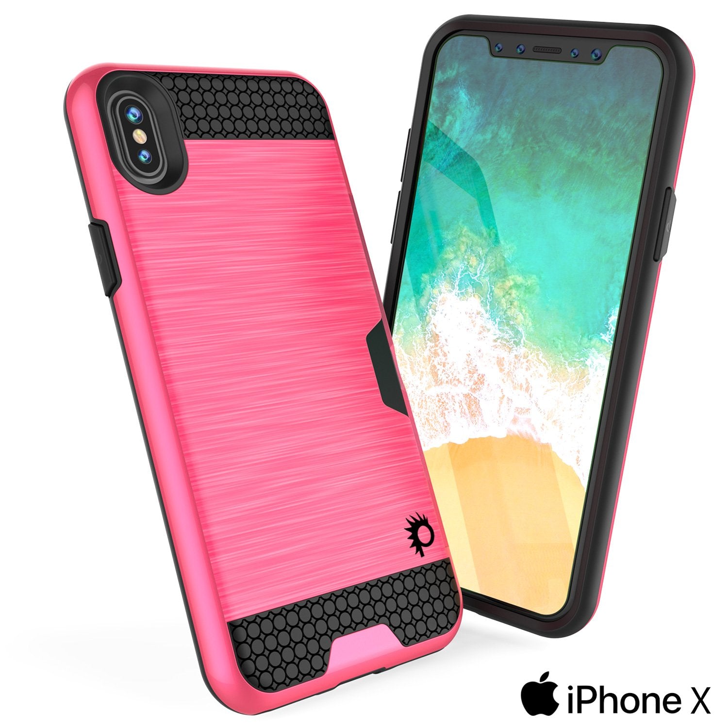 iPhone X Case, Punkcase [SLOT Series] Slim Fit Dual-Layer Cover [Pink]