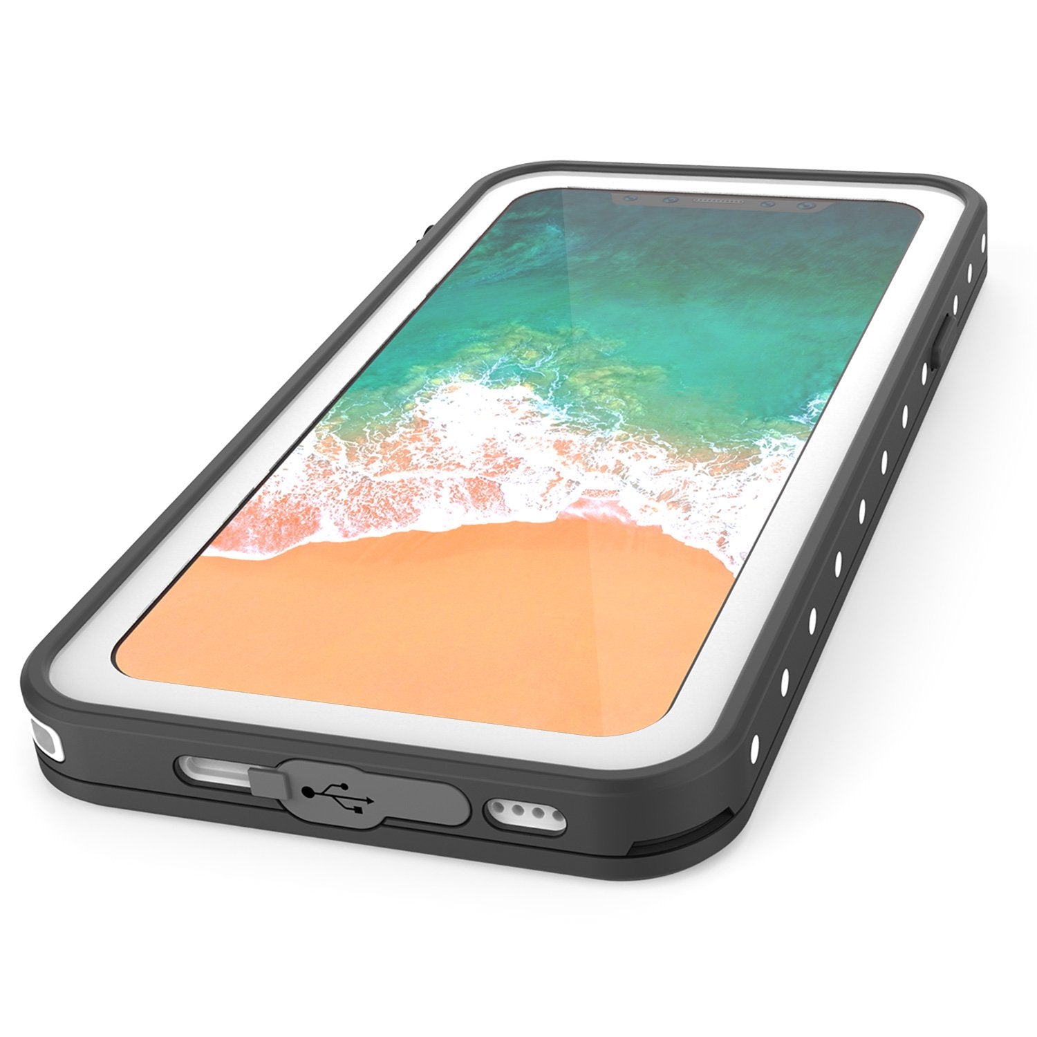 iiPhone X Plus Waterproof Case, Punkcase StudStar Series Cover [White]