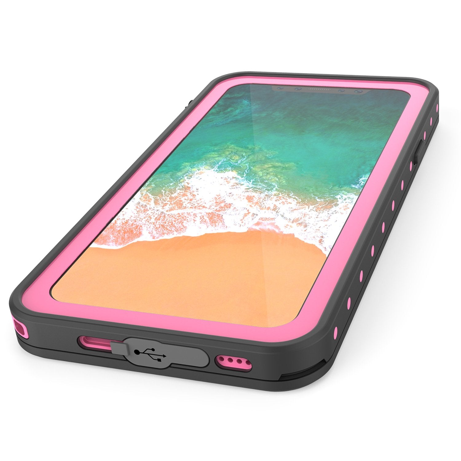 iPhone X Plus Waterproof Case, Punkcase StudStar Series Cover [Pink]