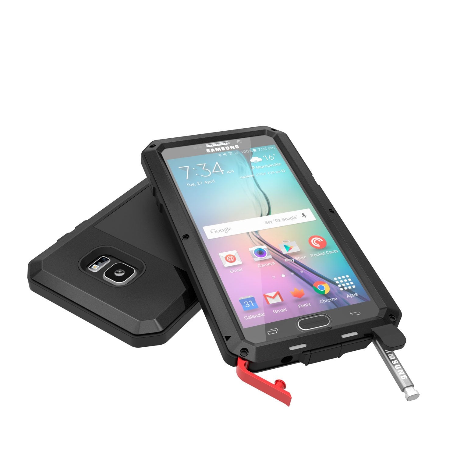 Note 5 Case, Punkcase® METALLIC Series BLACK w/ TEMPERED GLASS | Aluminum Frame