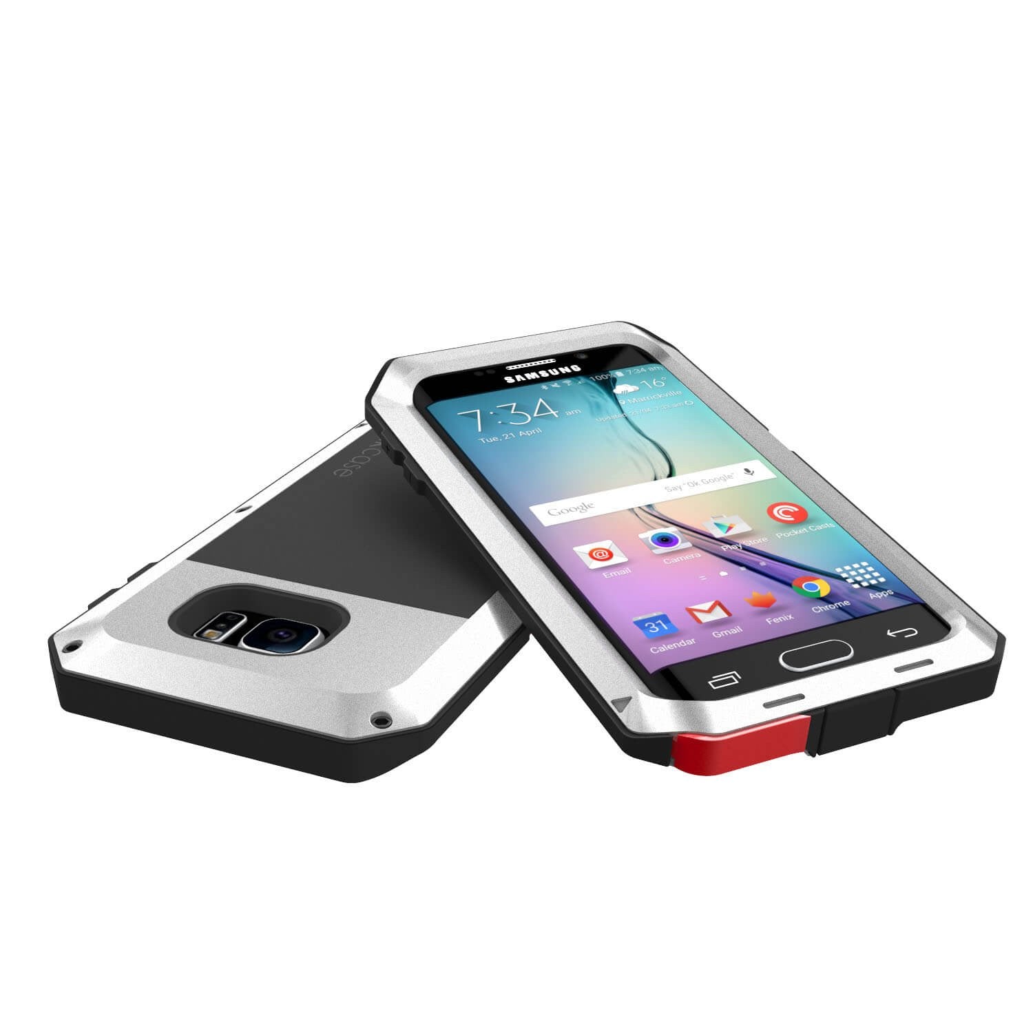 Galaxy S6 EDGE  Case, PUNKcase Metallic Silver Shockproof  Slim Metal Armor Case