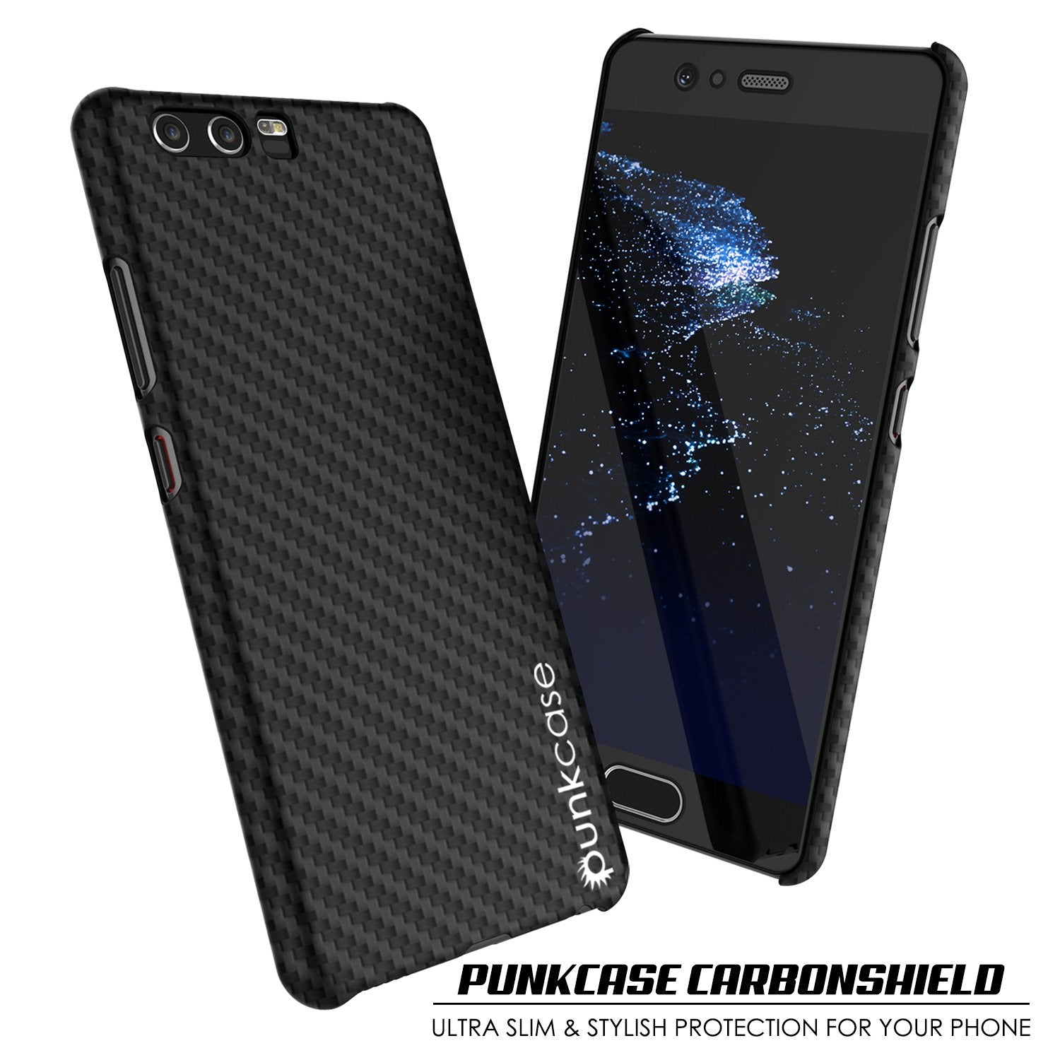 Huawei P10 Case, Punkcase CarbonShield, Heavy Duty [Jet Black] Cover