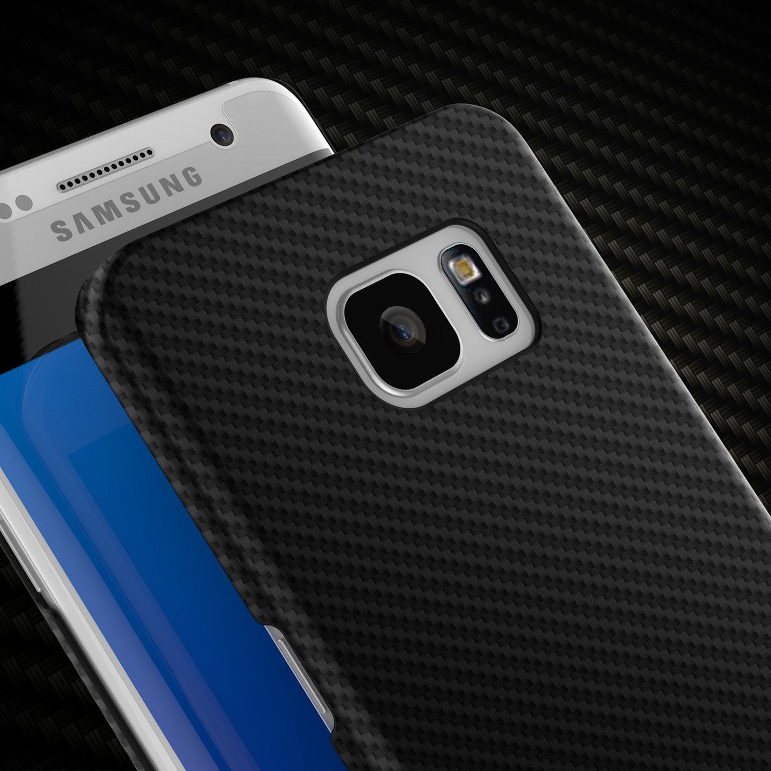 Galaxy S7 Edge Case, PunkCase CarbonShield, Jet Black