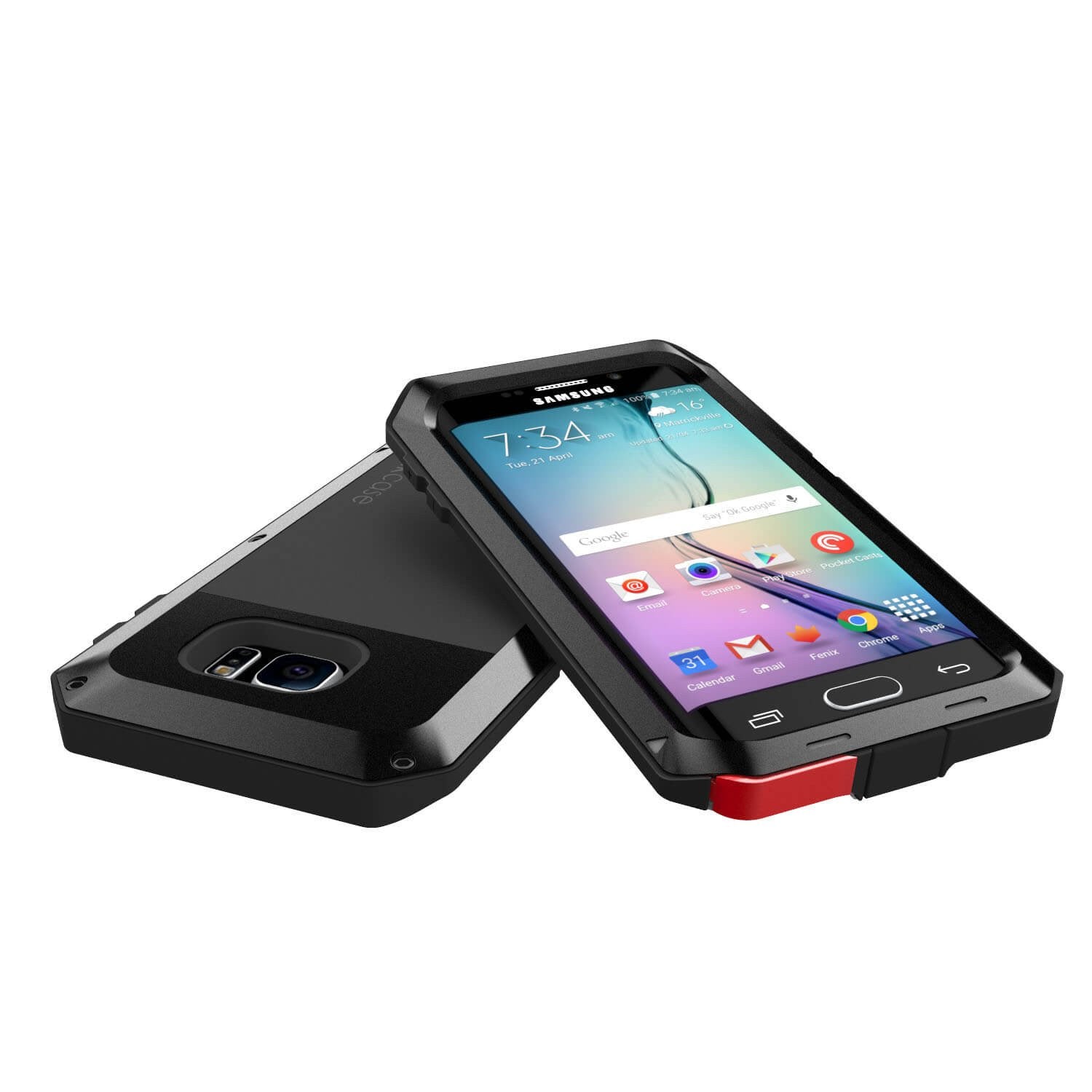 Galaxy S7 EDGE Case, PUNKcase Metallic Black Shockproof  Slim Metal Armor Case
