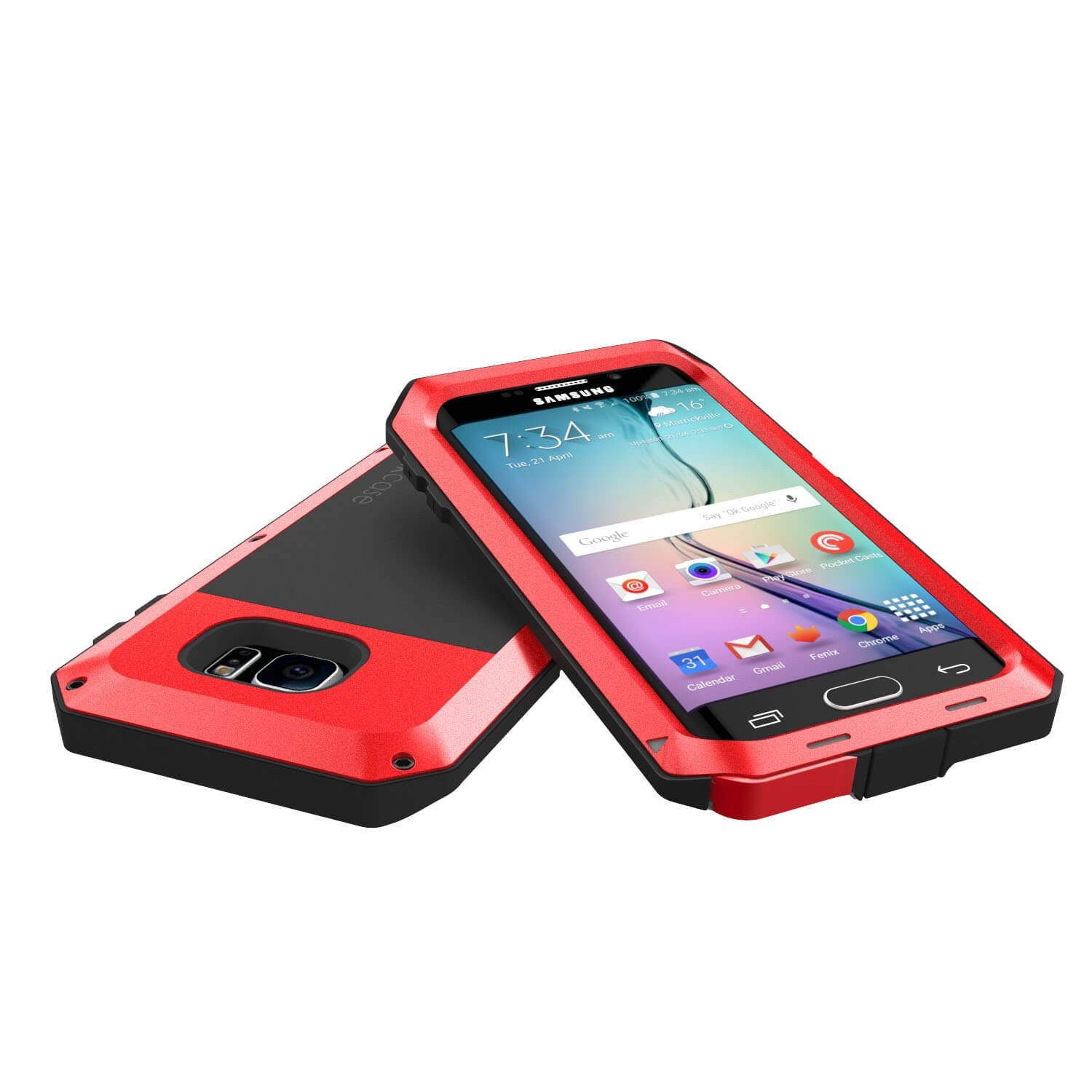 Galaxy S6 EDGE  Case, PUNKcase Metallic Red Shockproof  Slim Metal