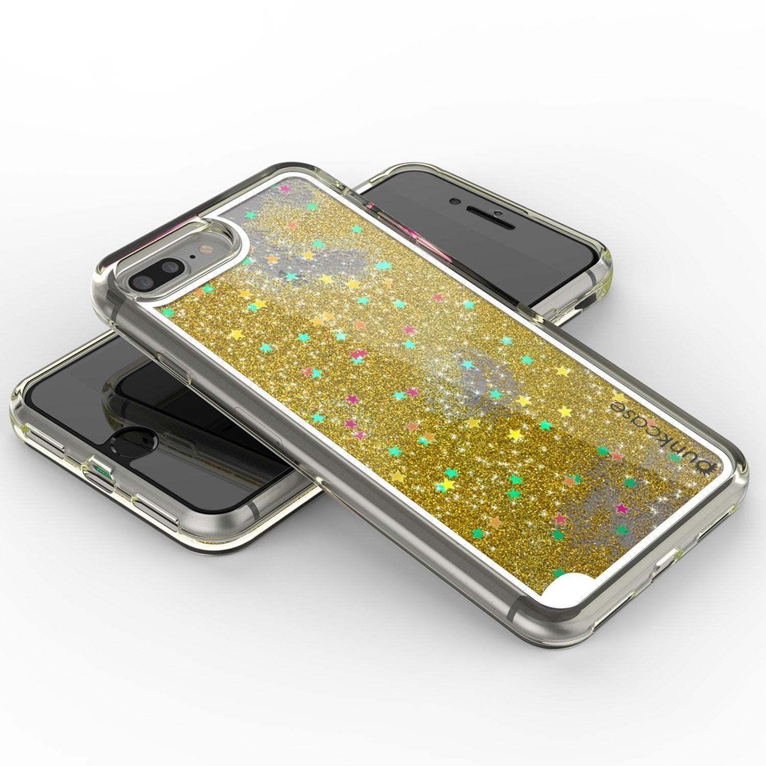 iPhone 8+ Plus Case Punkcase Liquid Gold, Floating Glitter Cover Series