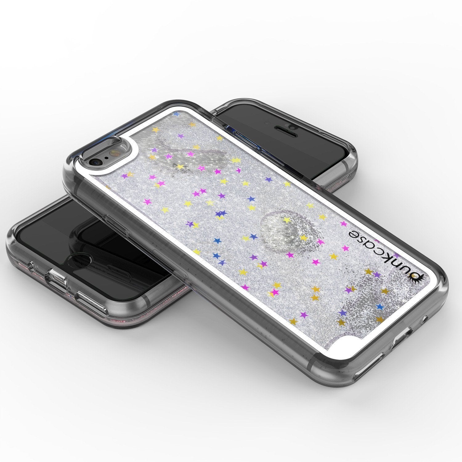 iPhone SE (4.7") Case, PunkCase LIQUID Silver Series, Protective Dual Layer Floating Glitter Cover