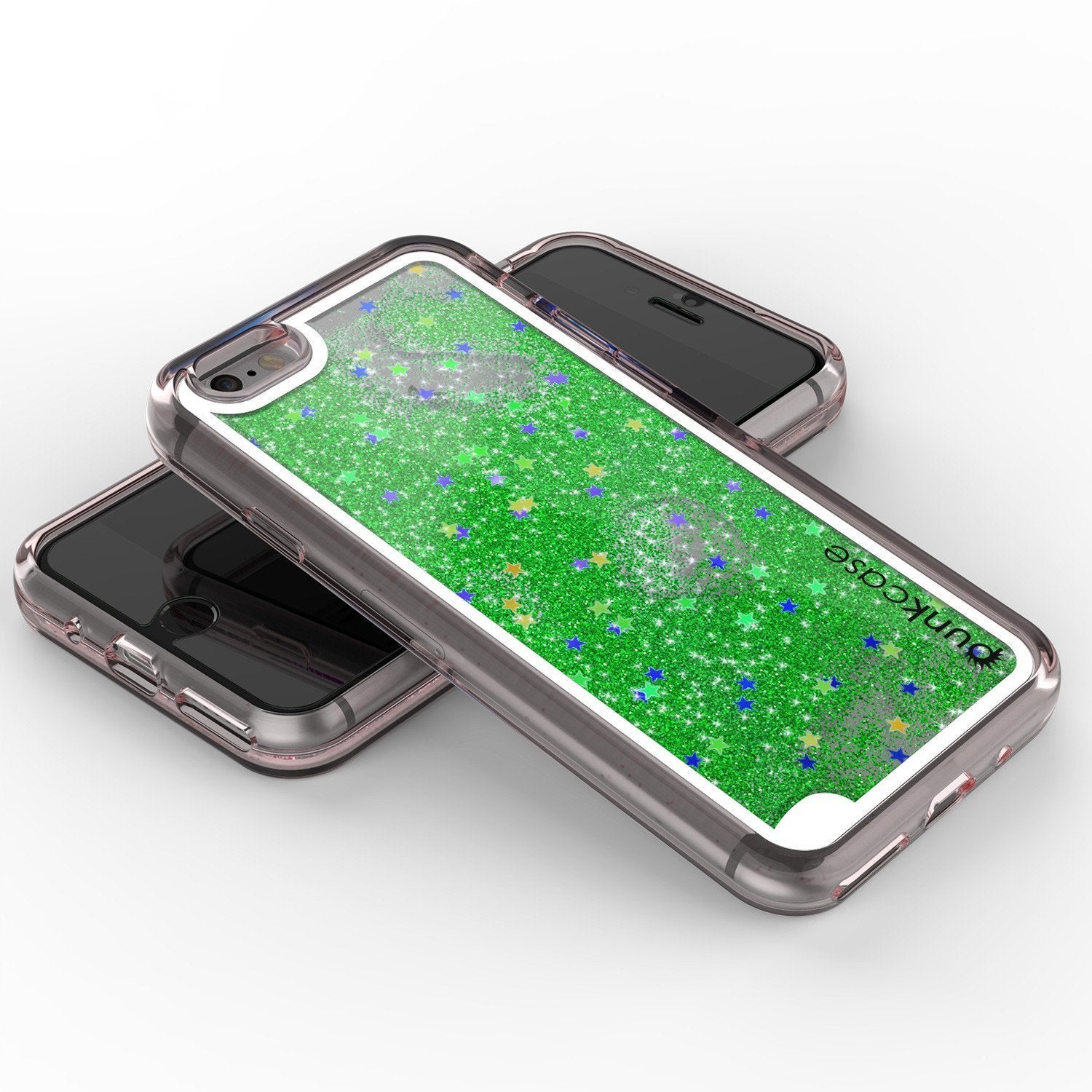 iPhone SE (4.7") Case, PunkCase LIQUID Green Series, Protective Dual Layer Floating Glitter Cover