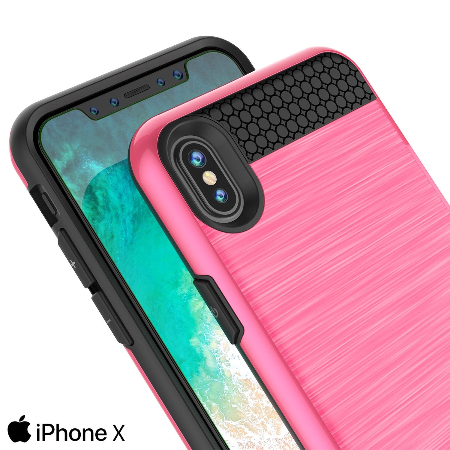 iPhone X Case, Punkcase [SLOT Series] Slim Fit Dual-Layer Cover [Pink]