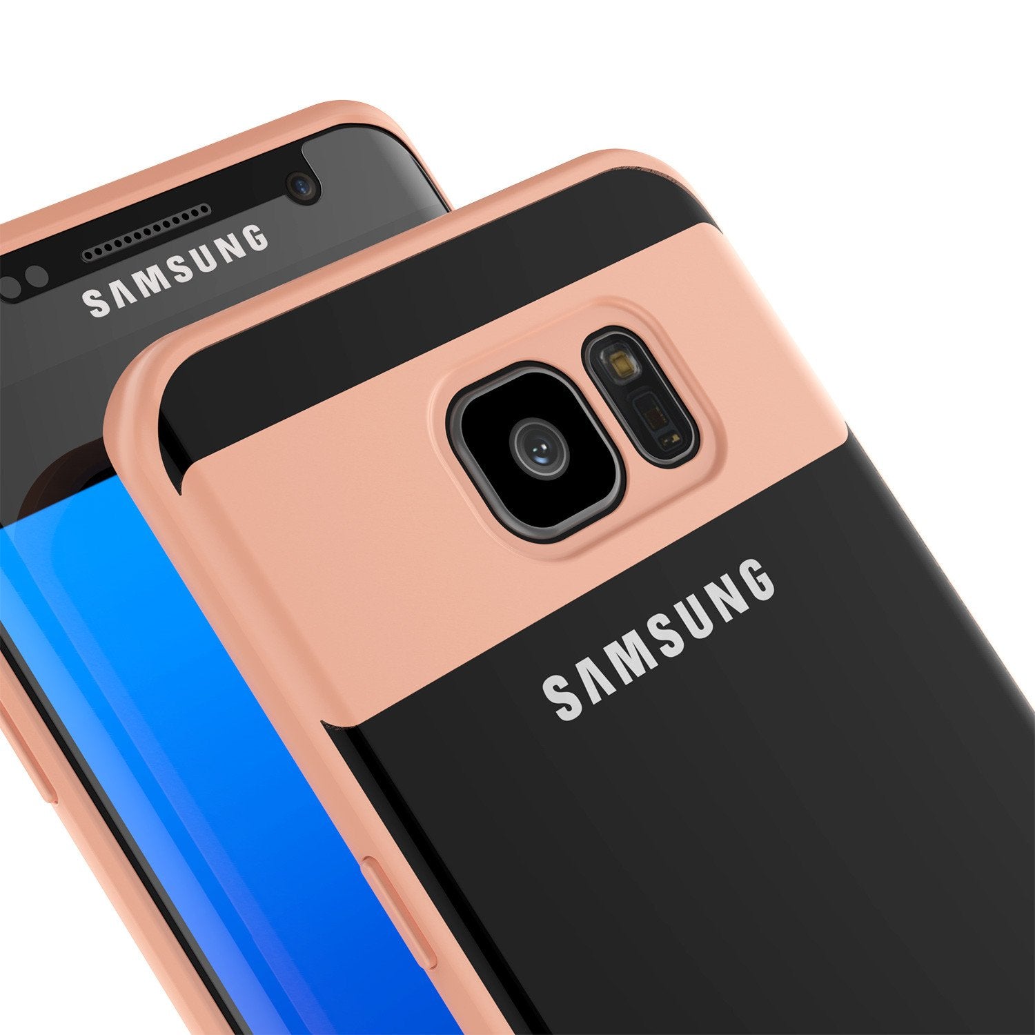 Galaxy S7 Edge Case [MASK Series] [PINK] Full Body Hybrid Dual Layer TPU Cover W/ Protective PUNKSHIELD Screen Protector