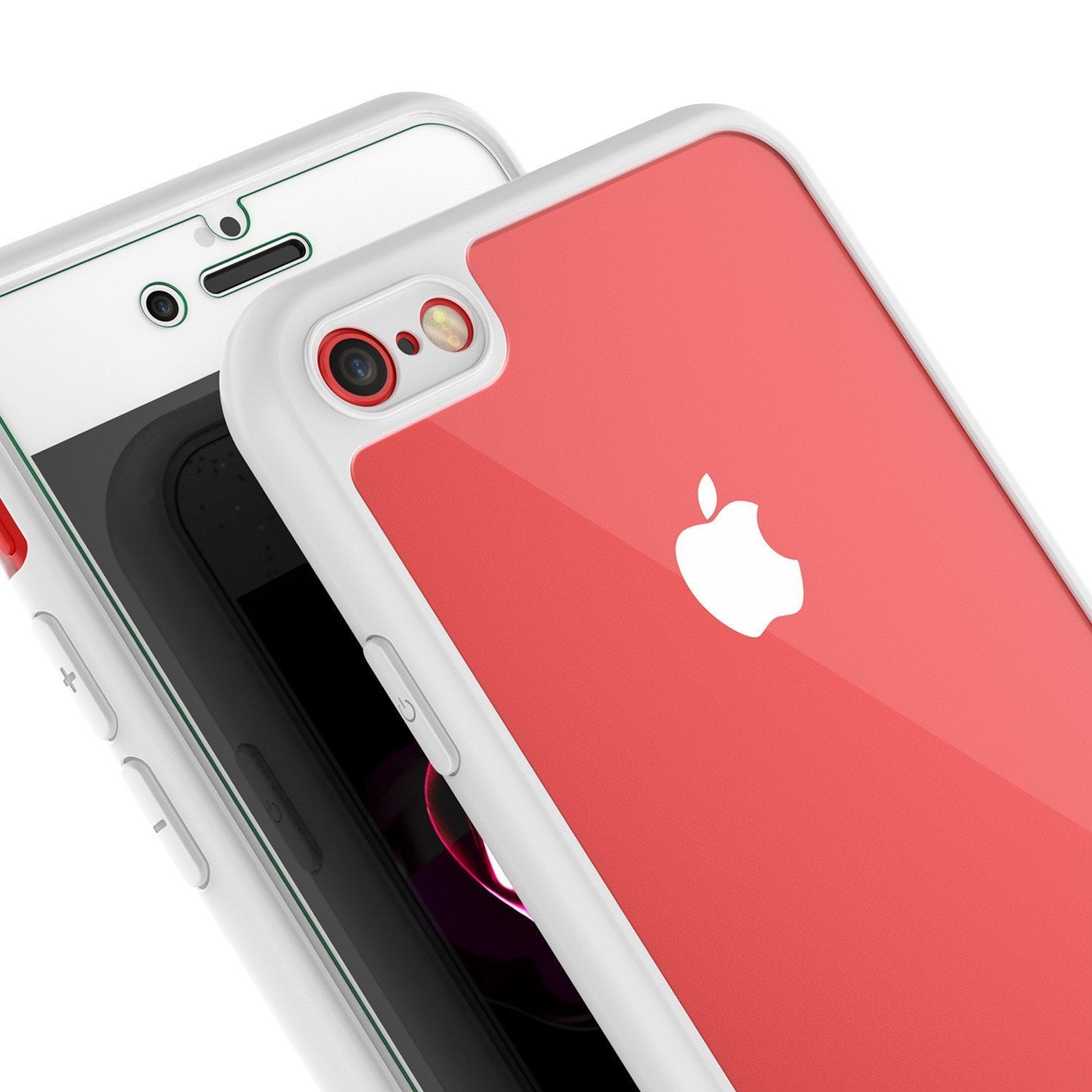 iPhone 8 Case [MASK Series] [WHITE] Full Body Hybrid Dual Layer TPU Cover W/ protective Tempered Glass Screen Protector