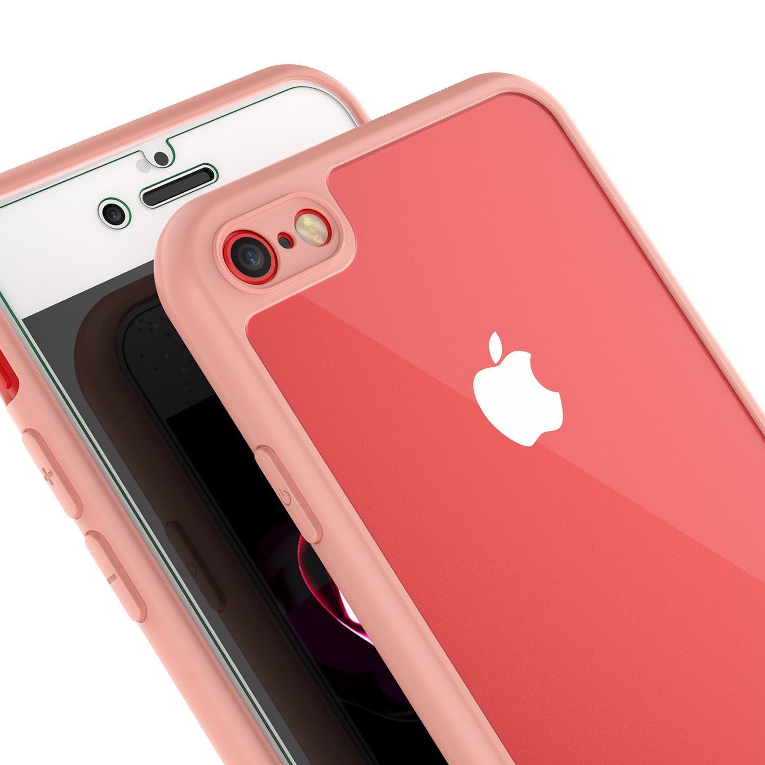 iPhone 8 Case [MASK Series] [PINK] Full Body Hybrid Dual Layer TPU Cover W/ protective Tempered Glass Screen Protector