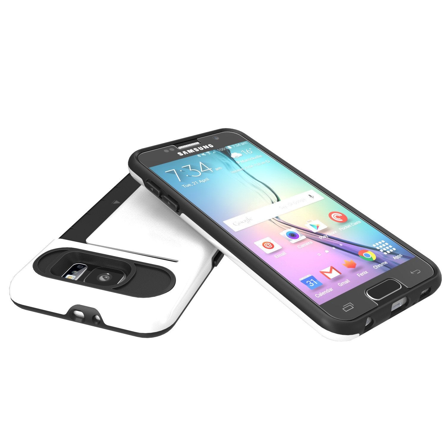 Galaxy S6 EDGE Case PunkCase CLUTCH White Series Slim Armor Soft Cover Case w/ Screen Protector