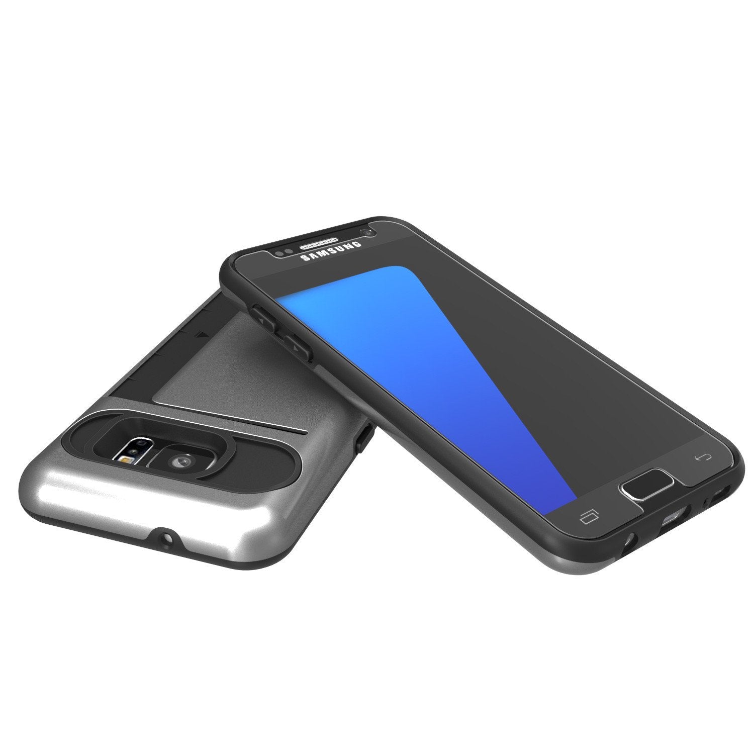 Galaxy S7 EDGE Case PunkCase CLUTCH Grey Series Slim Armor Soft Cover Case w/ Screen Protector