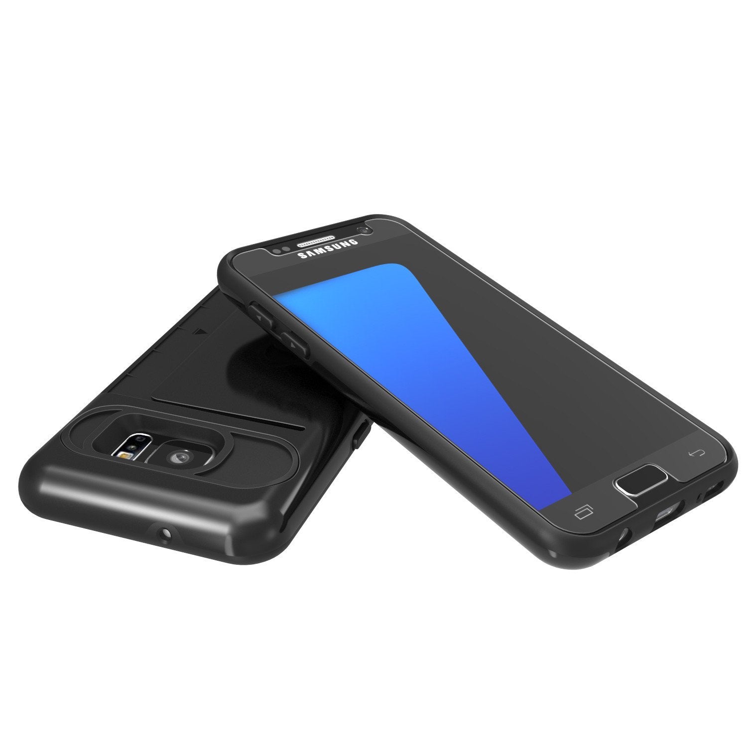 Galaxy S7 EDGE Case PunkCase CLUTCH Black Series Slim Armor Soft Cover Case w/ Screen Protector