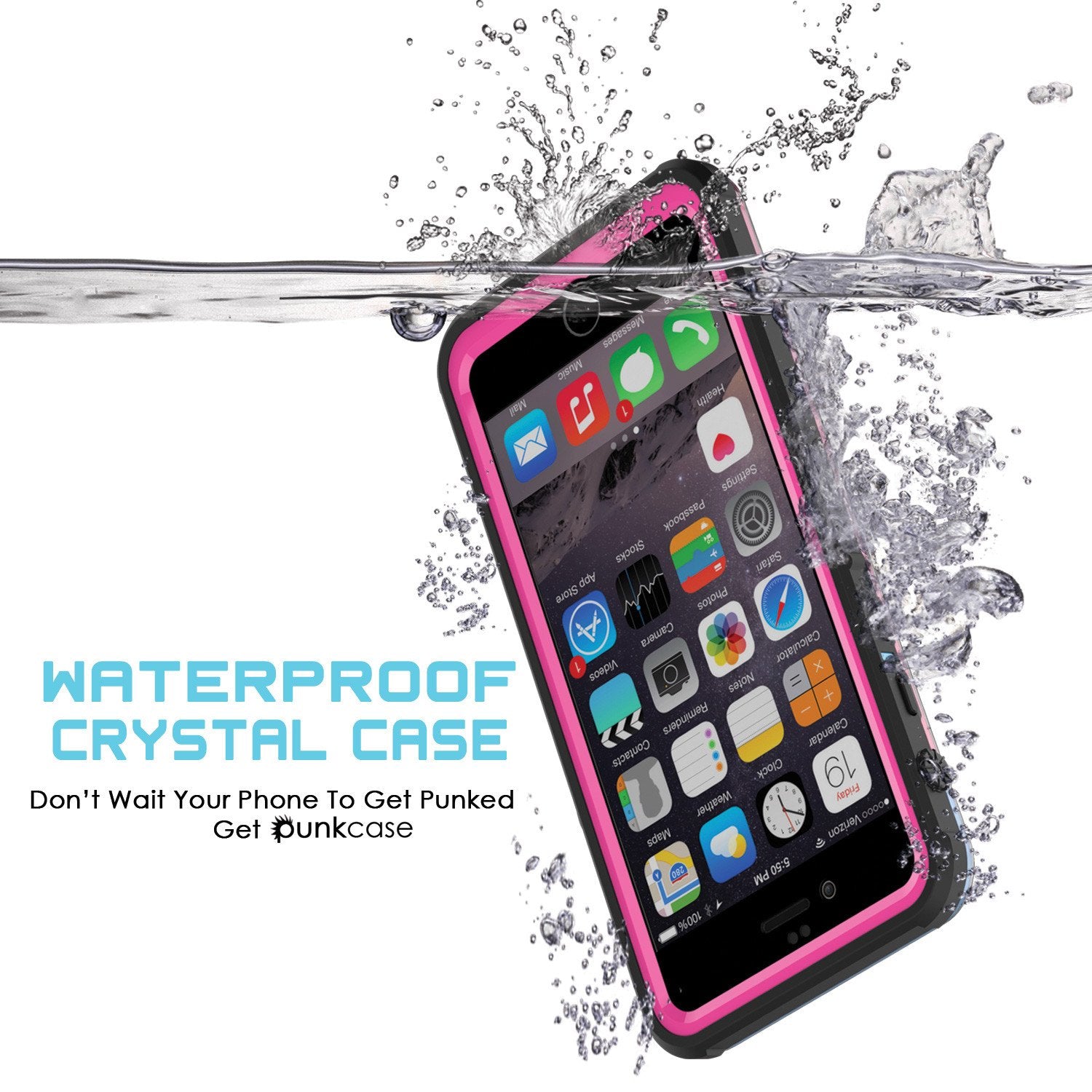 iPhone 6/6S Waterproof Case, PUNKcase CRYSTAL Pink W/ Attached Screen Protector  | Warranty
