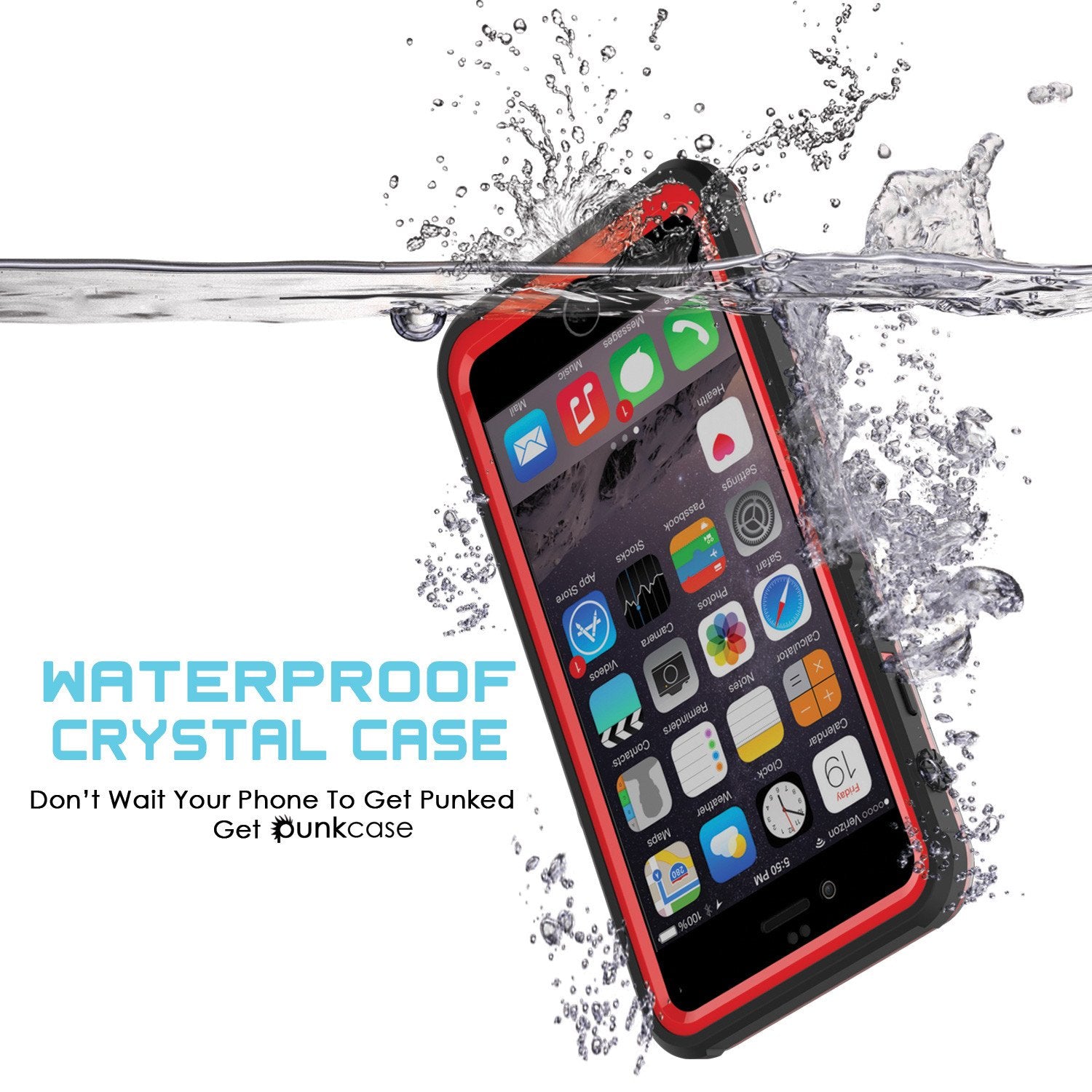 iPhone 6/6S Waterproof Case, PUNKcase CRYSTAL Red W/ Attached Screen Protector  | Warranty