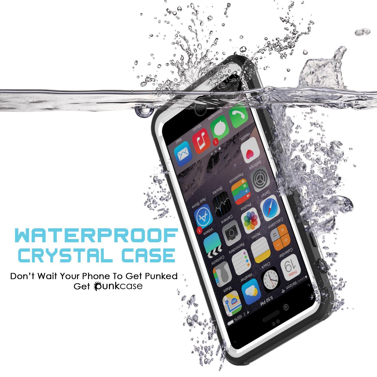 iPhone 6/6S Waterproof Case, PUNKcase CRYSTAL White W/ Attached Screen Protector  | Warranty