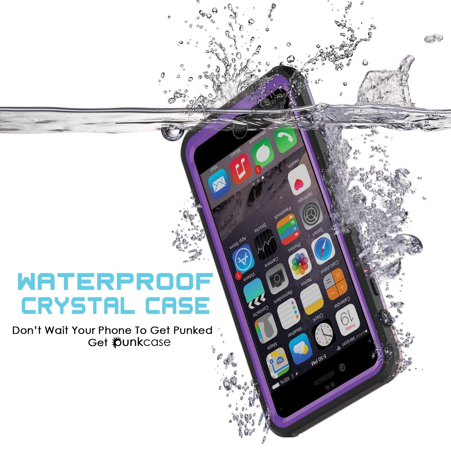 iPhone 6/6S Waterproof Case, PUNKcase CRYSTAL Purple W/ Attached Screen Protector  | Warranty