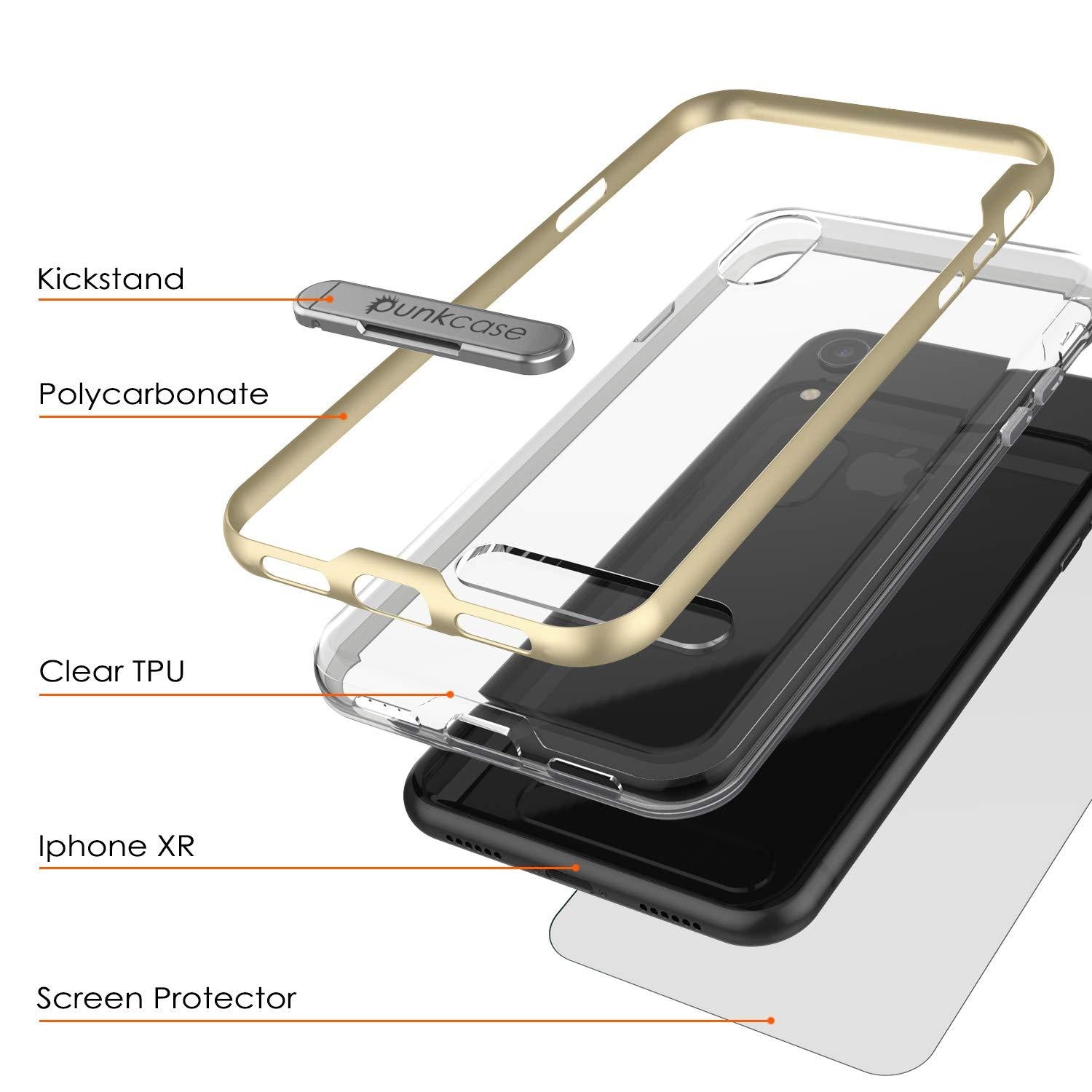 iPhone XR Case, PUNKcase [LUCID 3.0 Series] [Slim Fit] Armor Cover w/ Integrated Screen Protector [Gold]