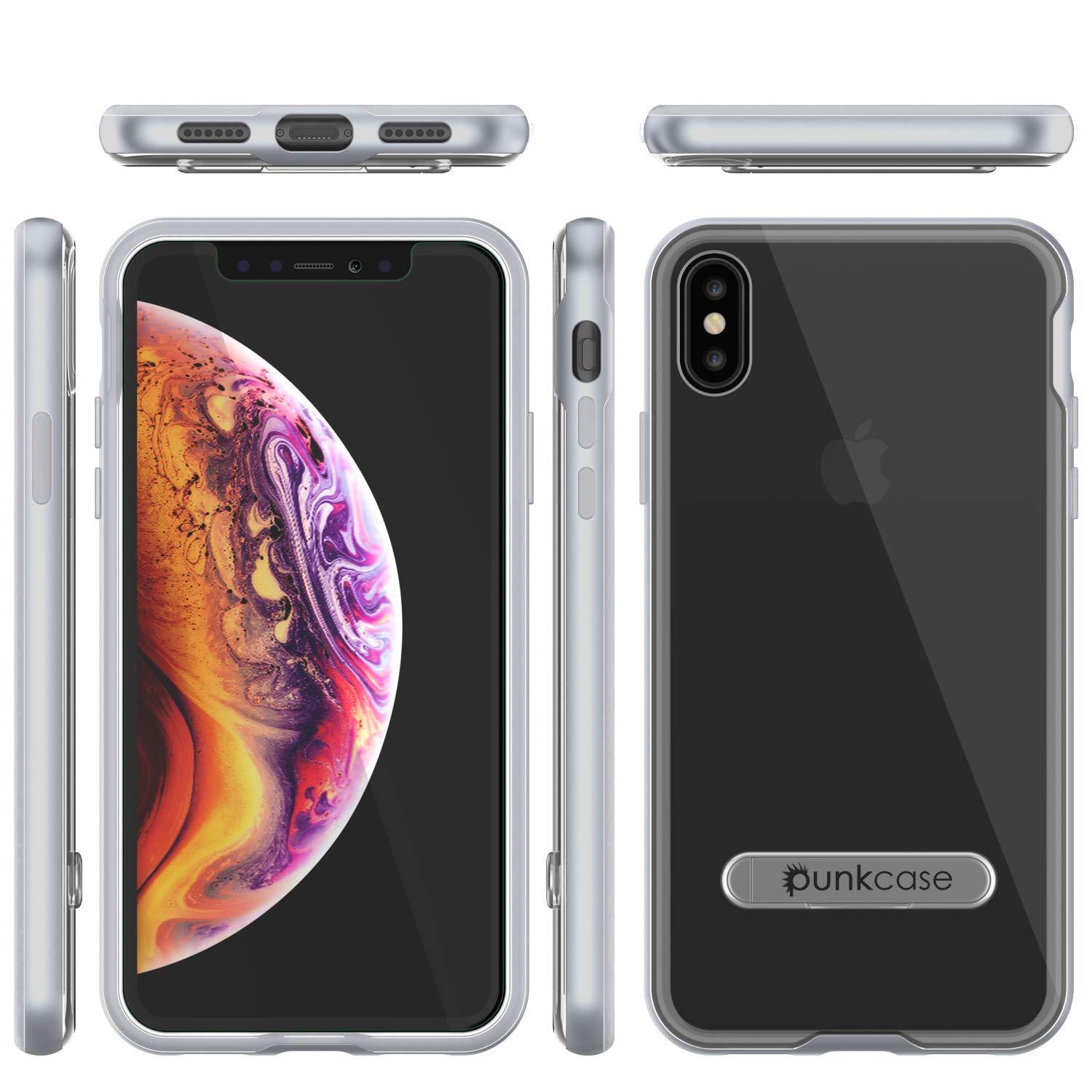 iPhone XS Max Case, PUNKcase [LUCID 3.0 Series] [Slim Fit] Armor Cover w/ Integrated Screen Protector [Silver]
