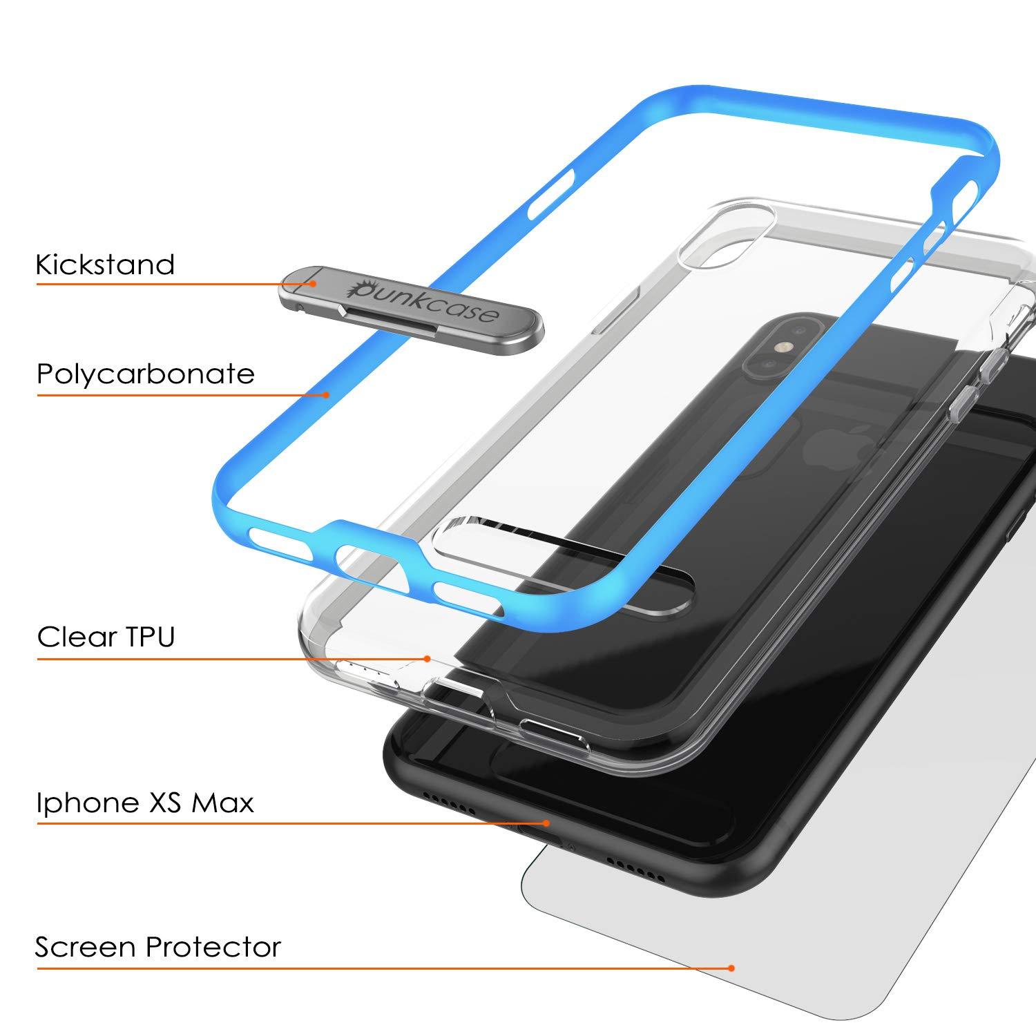 iPhone XS Max Case, PUNKcase [LUCID 3.0 Series] [Slim Fit] Armor Cover w/ Integrated Screen Protector [Blue]
